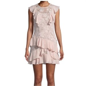 Parker Womens Dresses Parker Gabriel Dusty Light Pink Lace Ruffle Mini Dress